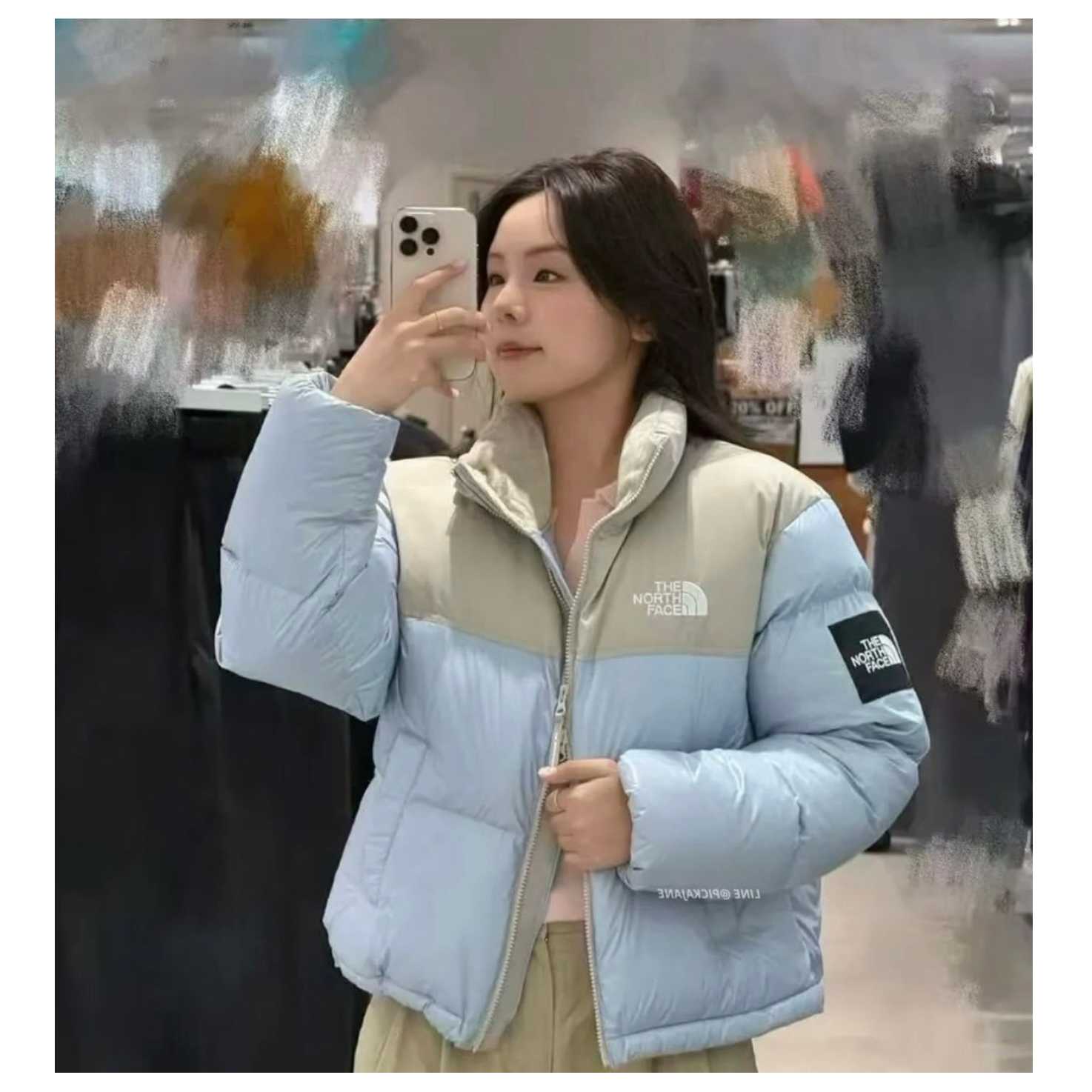 W Nuptse Short Jacket Blue